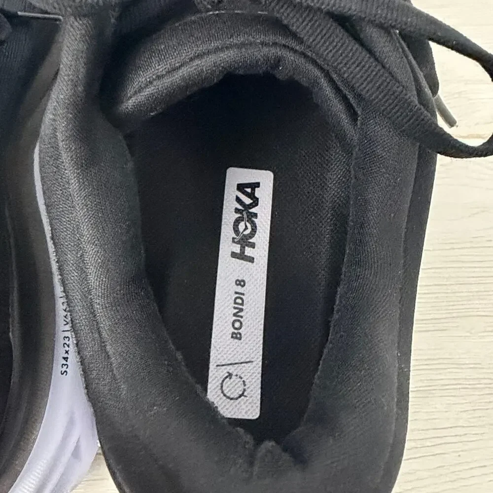 Hoka One One Bondi 8 Shoes Women’s Size 11 D Wide Running Black White